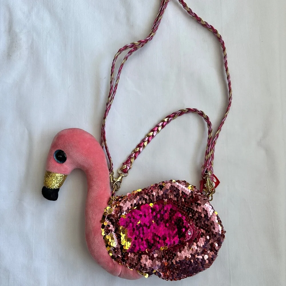 TY Flamingo Gilda Pink Sequined Purse